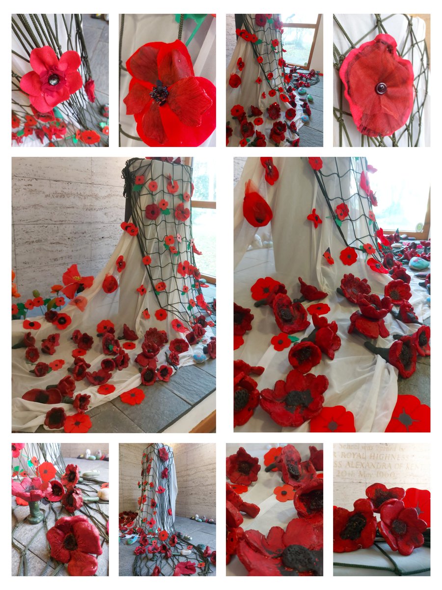 AHSarts's tweet photo. Our wonderful art, textiles and design technology departments have worked hard with our pupils in crafting our poppies in clay, fabric and acrylic for our beautiful poppy display. 'Lest not forget.' https://t.co/zxU7IOEFM8