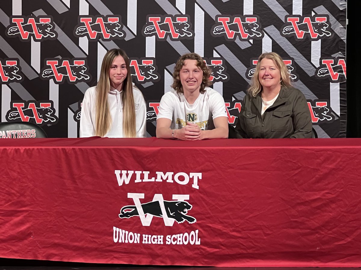 Congrats to ⁦<a href="/katelyn_beagle/">Katelyn Beagle</a>⁩, ⁦<a href="/KeghanP/">Keghan Pye 2023</a>⁩, ⁦<a href="/Isaac71Fitz/">Isaac Fitzgerald</a>⁩ and Cam Doty for signing NLIs today. Katie is playing softball at Illinois-Springfield, Keghan playing softball at Evansville, Isaac pitching at Dubuque, and Camden playing volleyball at St. Norbert’s.