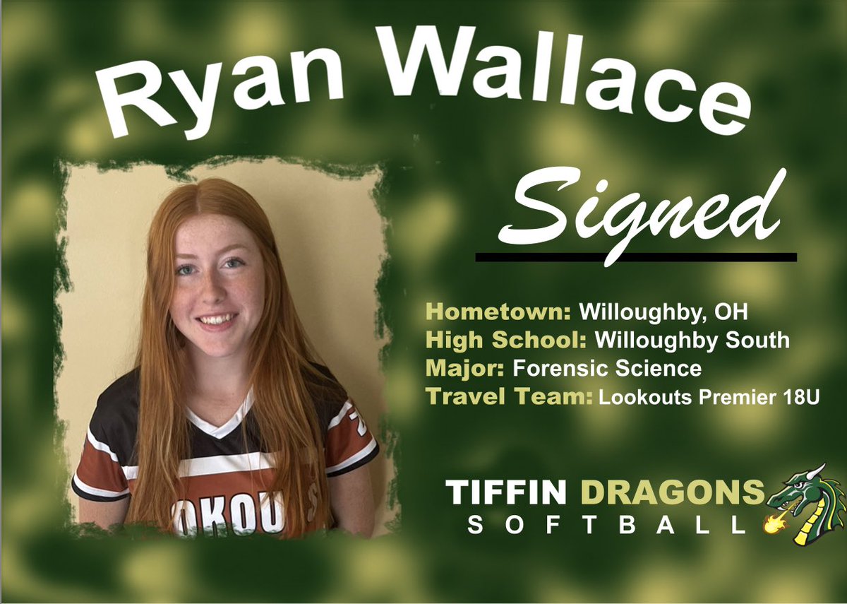 TiffinUSoftball's tweet photo. WELCOME RYAN WALLACE! 💚🎉

“I chose Tiffin because I immediately felt at home and welcome there. It was genuinely a perfect academic and athletic fit for me and I couldn’t be more excited.” 

@ryanwallace2023 #GoGons https://t.co/UHlwT4fi3z