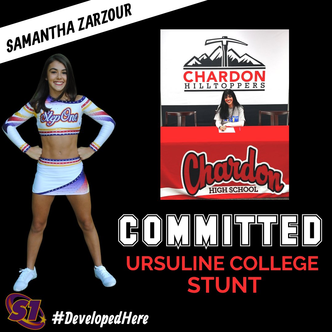 Step1North's tweet image. Congratulations, Samantha Zarzour! “Samzy” signed her National Letter of Intent today. She will be continuing her Academic and Athletic career at Ursuline College as a member of the Stunt team. 

We are so proud of you! 

#YouMeUs #DevelopedHere #ThisIsAllstar #NationalSigningDay