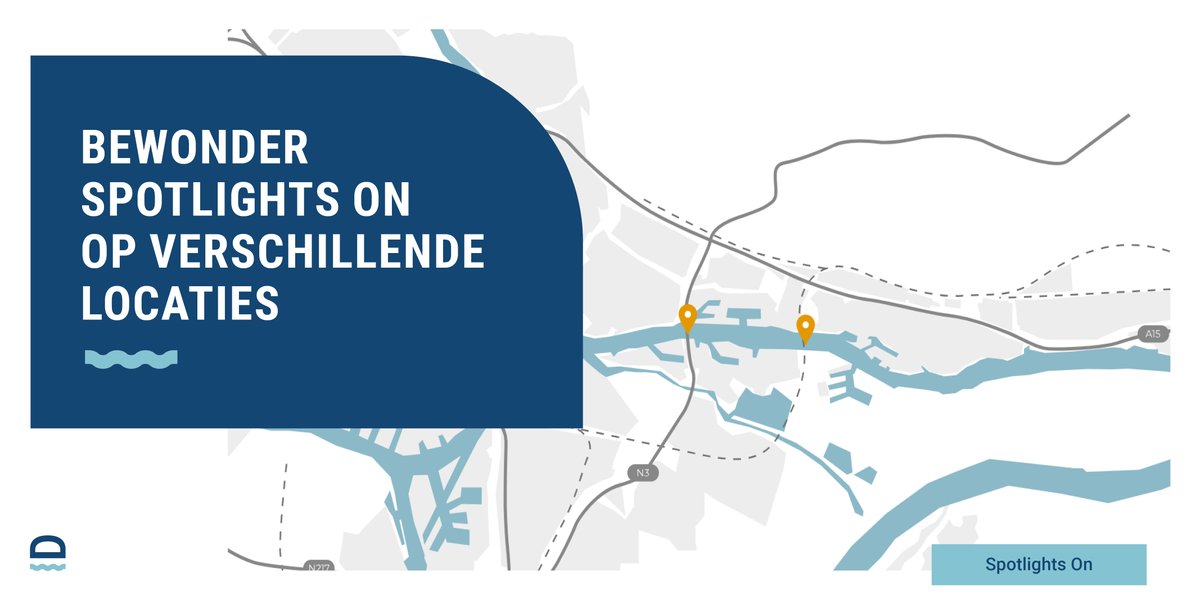 Op verschillende locaties kun je het lichtspektakel van Spotlights On bekijken. Stap in de auto, spring op de fiets, bewonder het vanaf de Waterbus of maak een wandeling 🚗🚲🚶. 

Een overzicht van alle locaties vind je hier: 
bit.ly/3hhW6Ur

#SpotlightsOn