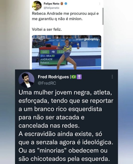 @RicaPerrone Rica, comenta sobre a Rebeca de Andrade se justificando pro Nelipe Feto