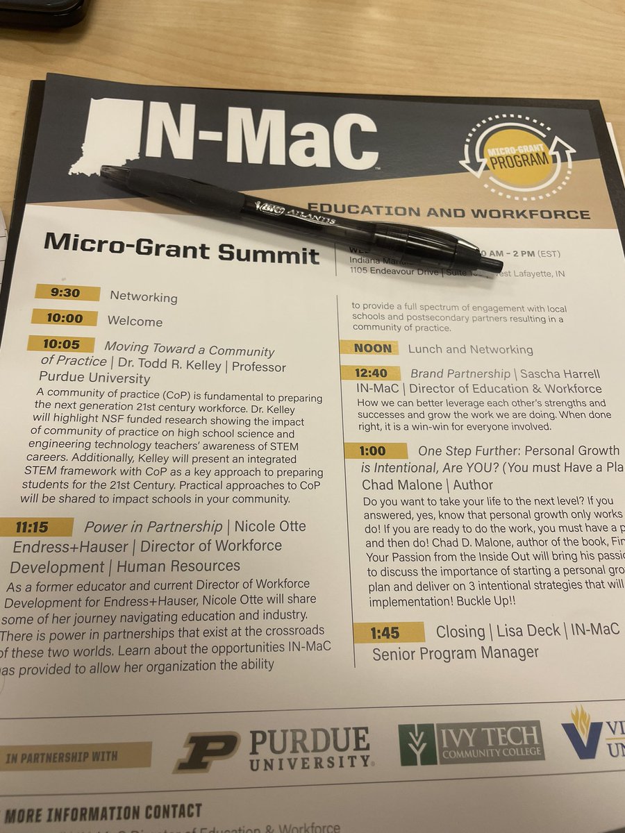 WesDelAP's tweet photo. Thank you @PurdueINMaC for hosting another great Micro-Grant Summit! We look forwards to our continued partnership! #STEM https://t.co/9J77q0TwqF