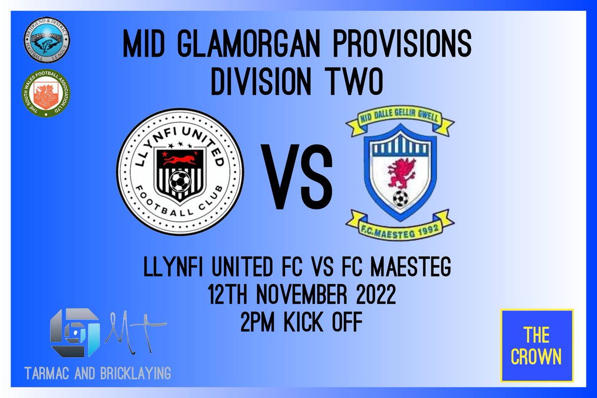 Our fixture this weekend against Llynfi United has been reversed and will now be played on Ynysawdre Comp 3g! 

🔵⚪️🔵⚪️