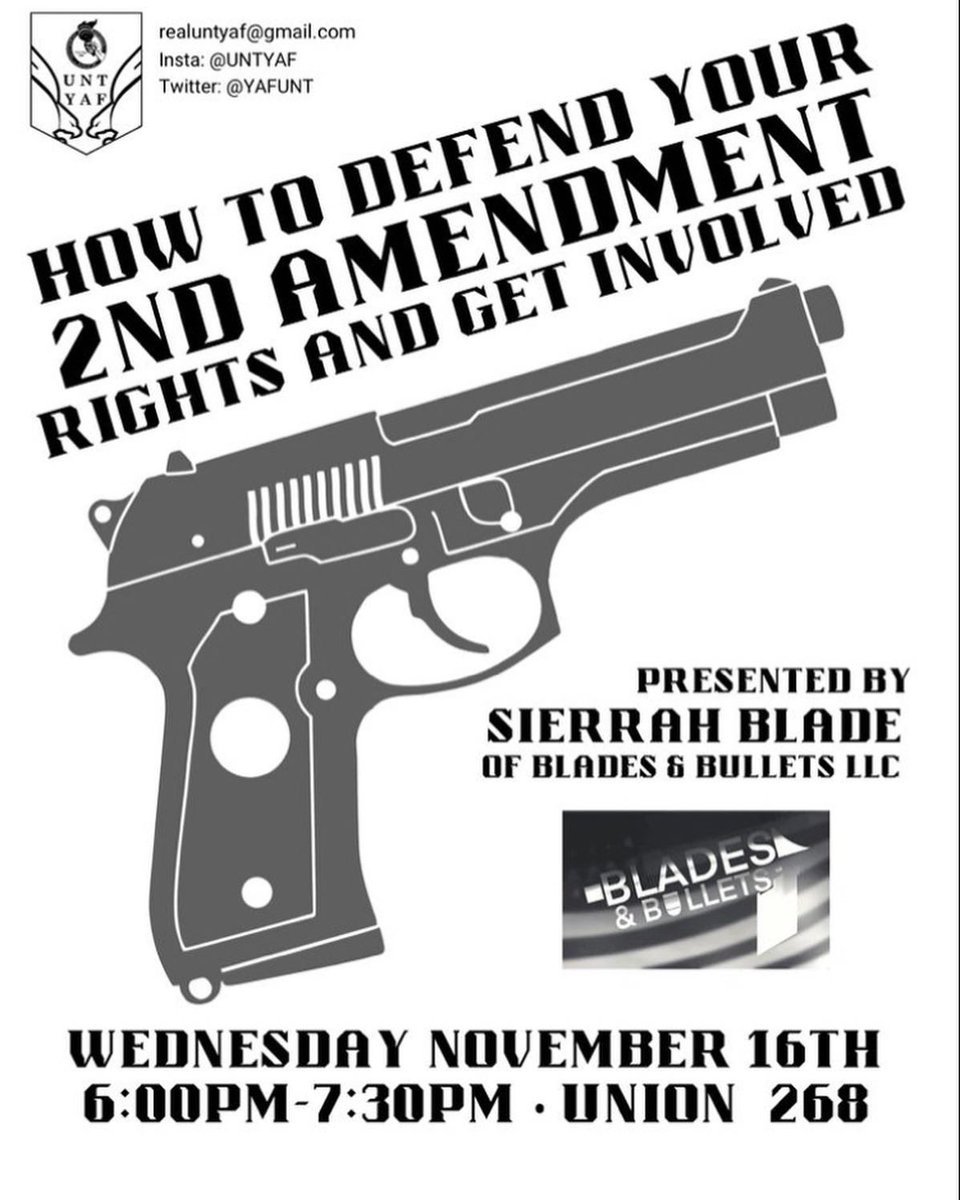 YAFUNT's tweet photo. We’re super excited for our speaker event next week, thank you to everyone who stopped by our table to learn more about this event we hope to see you there! Again it will be next Wednesday from 6-7:30 pm.
#ProGun #2A #YAF #UNT #UNT26 #GMG #Conservative #UNTUnion https://t.co/lCIvVWxxaF