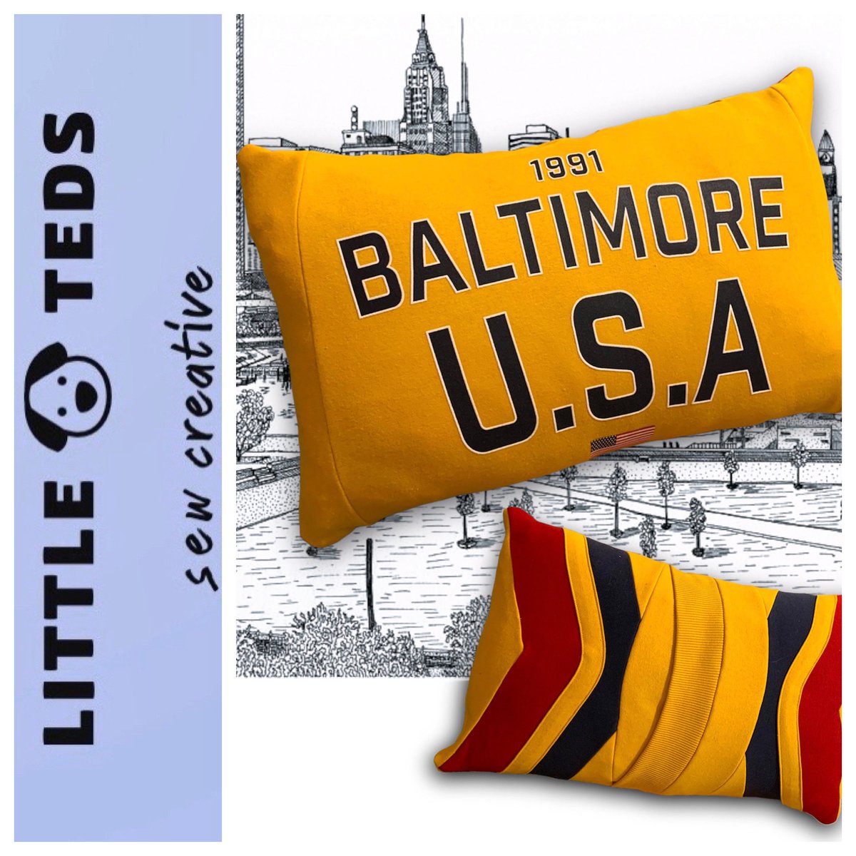 Really enjoyed making this cushion from an old sweater. Everything has been used…front, back, cuffs, arms, waistband. If you have an item of clothing that you’d like turning into a cushion then just let me know. #littletedssc #sewing #cushion #sweater #baltimore #usa #clothing