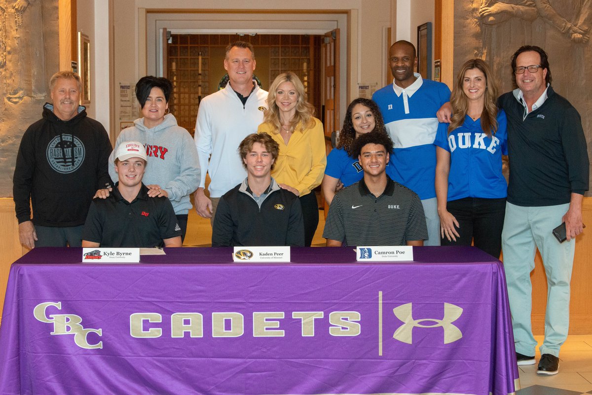 This afternoon we celebrated three talented CBC Baseball Players' commitment to pursuing athletics in college. Congratulations to Camron Poe (Duke University), Kaden Peer (Mizzou), and Kyle Byrne (Drury University)! flickr.com/.../cbcph.../a…