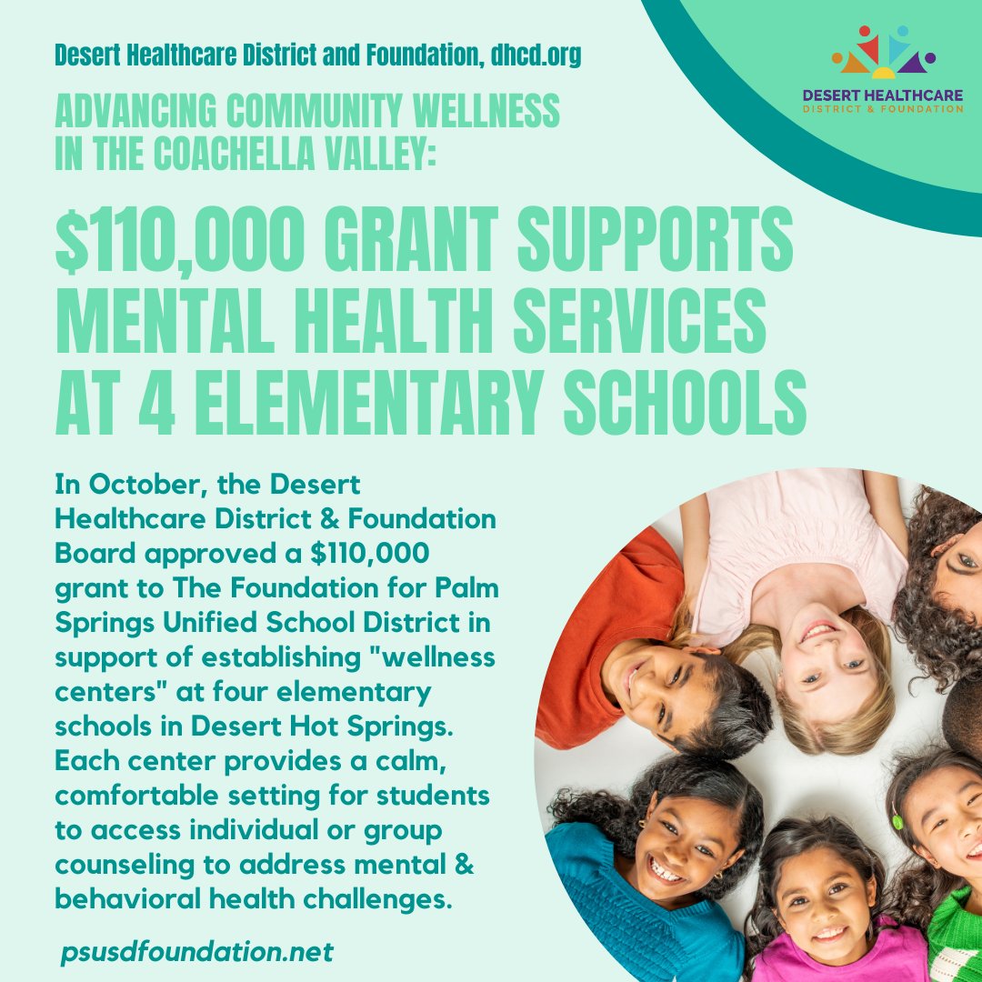 As we continue to support the Coachella Valley, The Foundation for Palm Springs Unified School District has received our support in establishing wellness centers in four elementary school in Desert Hot Springs. Read to learn more!
#advancingcommunitywellness #cvfamilies #dhcd