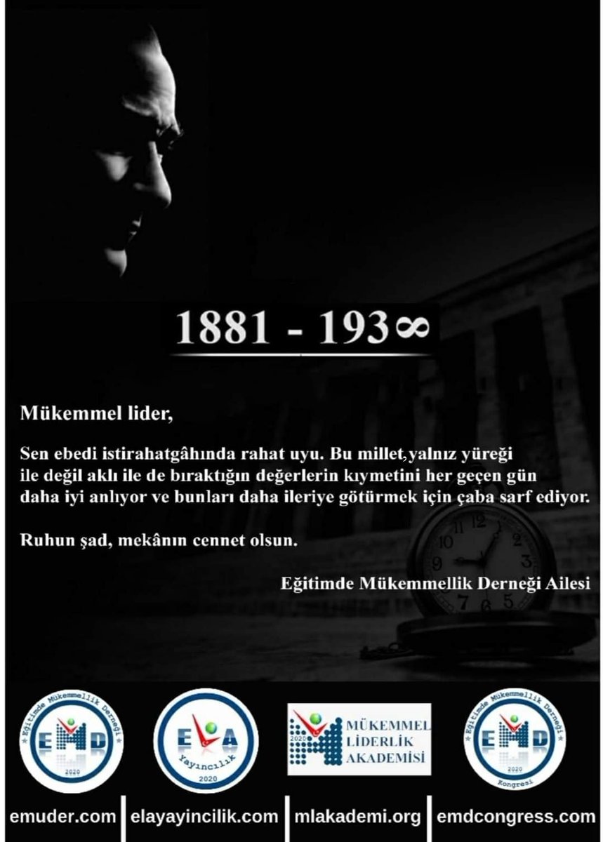 DernegiEgitimde's tweet photo. Mükemmel lider, 

Sen ebedi istirahatgâhında rahat uyu. Bu millet yalnız yüreği ile değil aklı ile de bıraktığın değerlerin kıymetini her geçen gün daha iyi anlıyor ve bunları daha ileriye götürmek için çaba sarf ediyor. 
Ruhun şad, mekânın cennet olsun.

EMDerneği Ailesi https://t.co/IRrbZNjPM1
