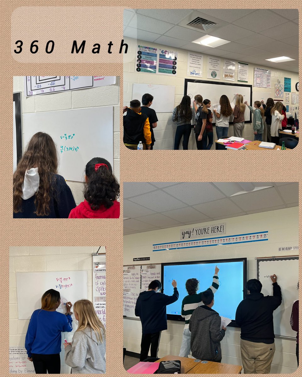WMSBarker's tweet image. Spotlight on  “360 Math” in @nevaught 8th grade math classes @WoodstockMS! Thank you for sharing this strategy! All students engaged, collaborating, communicating and so much critical thinking! On the spot learning and remediating! @DrHeadCCSDMath
