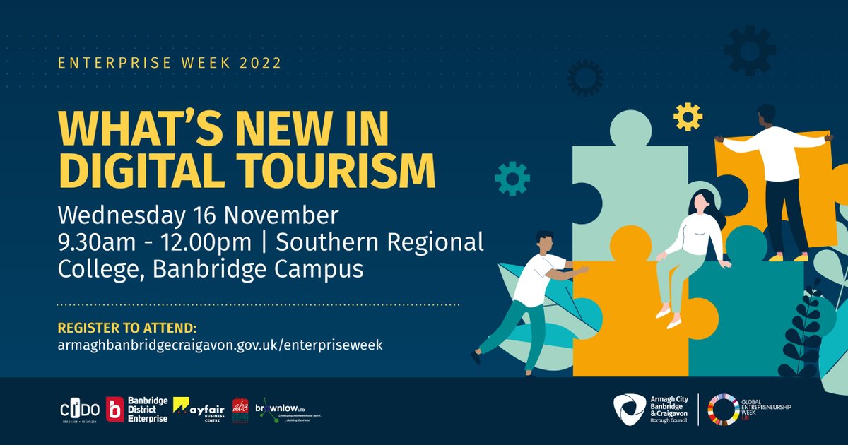 abcb_council's tweet photo. Join us for the what’s new in #digital #tourism event at #SRC #BanbridgeCampus next week and hear from @BusinessSRC, #Insites #culturalheritage team & more.
ℹ️ More info & to book 👉 https://t.co/6Fa7SEdRK9 #EnterpriseWeek @srcchat @bdelonline @SyncNI @TourismNIreland https://t.co/GoFo55RNLp