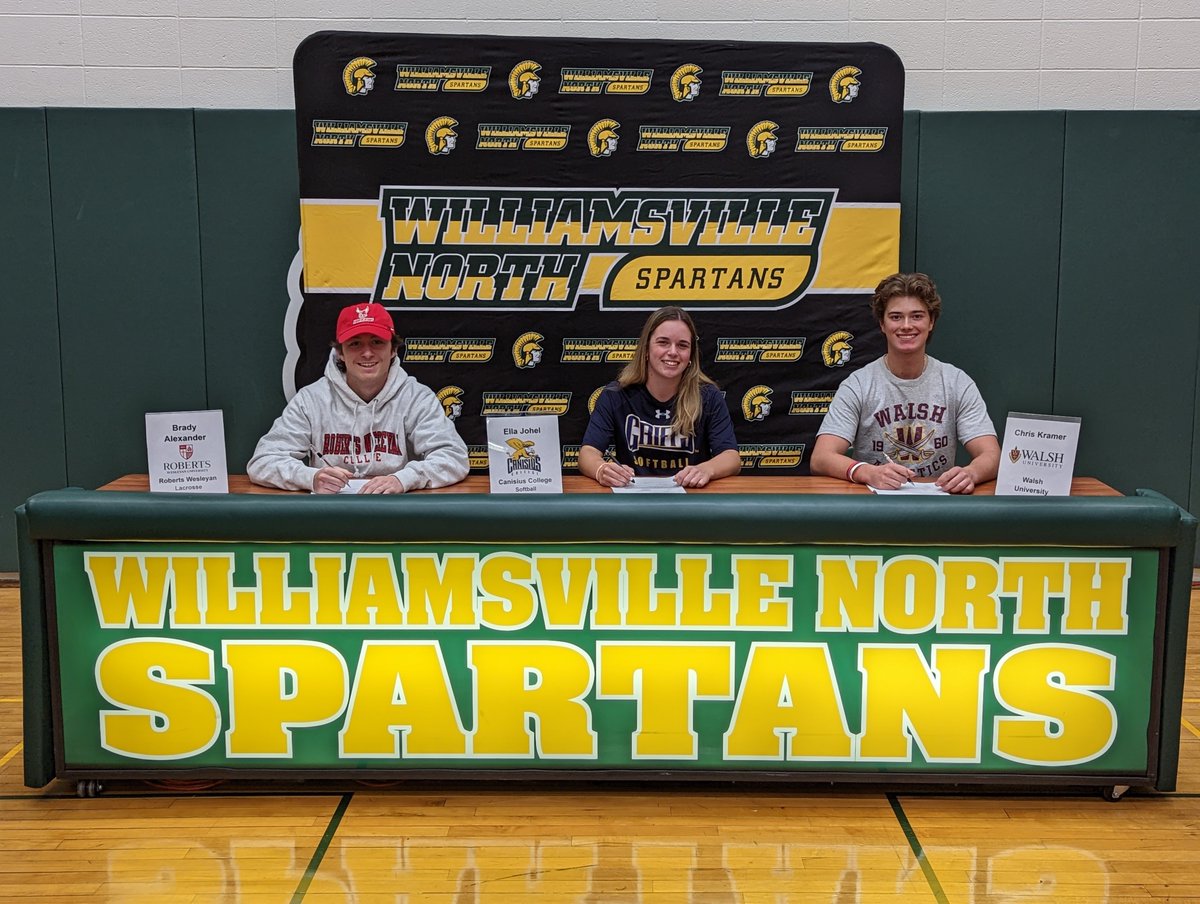 Today, we recognized three student-athletes on the NLI Signing Day, who will be playing collegiately next year! 

Brady Alexander- Lacrosse (Roberts Wesleyan)
Ella Johel- Softball (Canisius)
Chris Kramer- Baseball (Walsh University)