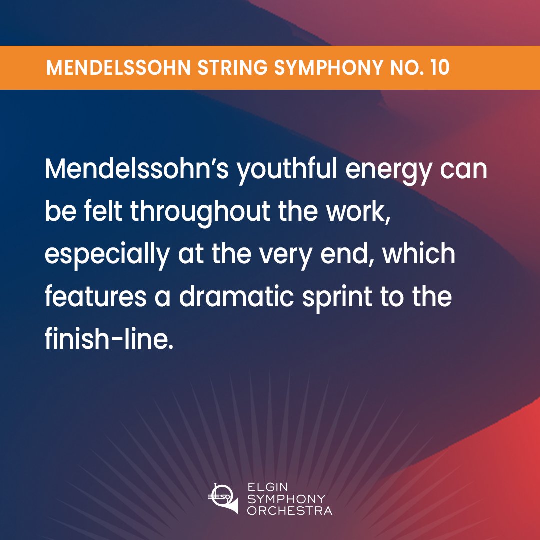 Come experience Mendelssohn String Symphony No. 10 at 'Music for Strings', also featuring works by Dvořák, Elgar, and more!

Saturday, November 19, 7:30 PM at a NEW location - First United Methodist Church of Elgin

Tickets - contact 847-888-4000 or visit elginsymphony.org