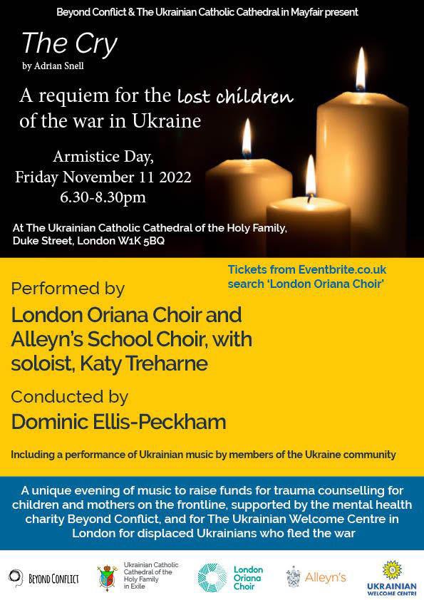 AinhoaParedesUK's tweet image. 🇬🇧 🇺🇦 Concierto solidario en #Londres este viernes 11 de noviembre a las 18.30 horas en la catedral católica ucraniana @UCC_UK  @londonoriana @AlleynsSchool Choir @alleynsmusic @KatyTree @DomEllisPeckham @beyondconflict1 #London Más info &amp;amp; entradas 🎟👇🏻eventbrite.co.uk/e/the-cry-by-a…