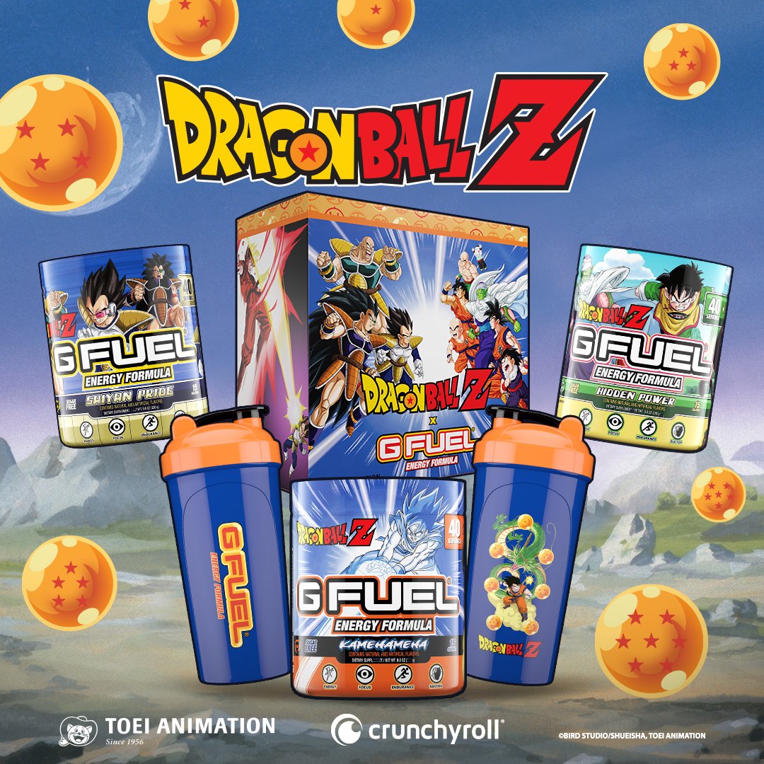 🐉 𝗣𝗥𝗘-𝗢𝗥𝗗𝗘𝗥 𝗔𝗟𝗘𝗥𝗧: Increase your power levels today with the #DragonBallZ x #GFUEL Saiyan Saga Collection! 💥 Goku's KAMEHAMEHA! ⚡ Vegeta's SAIYAN PRINCE! 🔋 Piccolo & Son Gohan's HIDDEN POWER! 🛍️ 𝗦𝗛𝗢𝗣: GFUEL.ly/dbz-tw [@ToeiAnimation | @Crunchyroll]