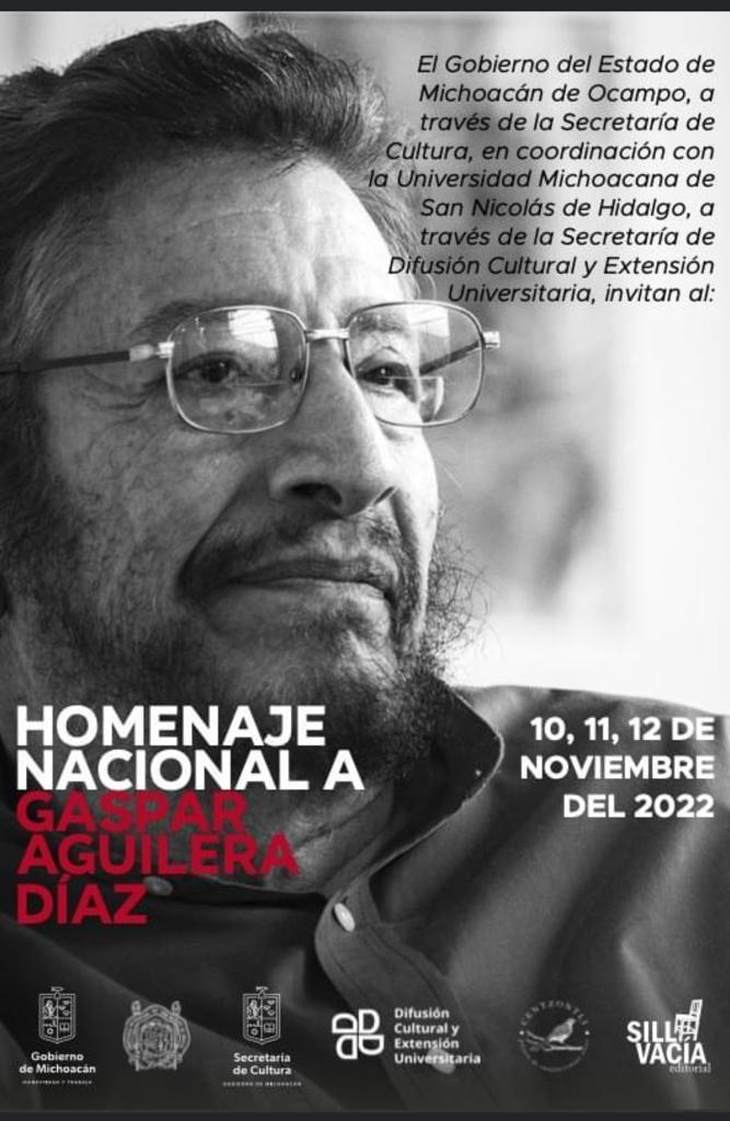 PUmsnh's tweet photo. #UMSNH 
ESTE 10, 11 Y 12, HOMENAJE PÓSTUMO A GASPAR AGUILERA DIAZ, FIGURA REPRESENTATIVA DE LAS LETRAS MICHOACANAS https://t.co/S5KKnOzYG3