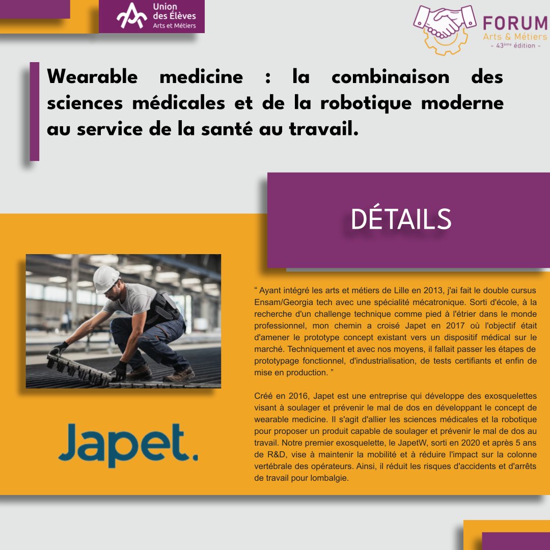 [CONFÉRENCE JAPET MEDICAL- FORUM AM 📢]

Nous avons le plaisir d'accueillir le 22 novembre, Salim Benabdallah, Technical Lead chez Japet, une entreprise de technologies médicales Française développant des solutions de Wearable Medicine pour la santé au travail et au quotidien.