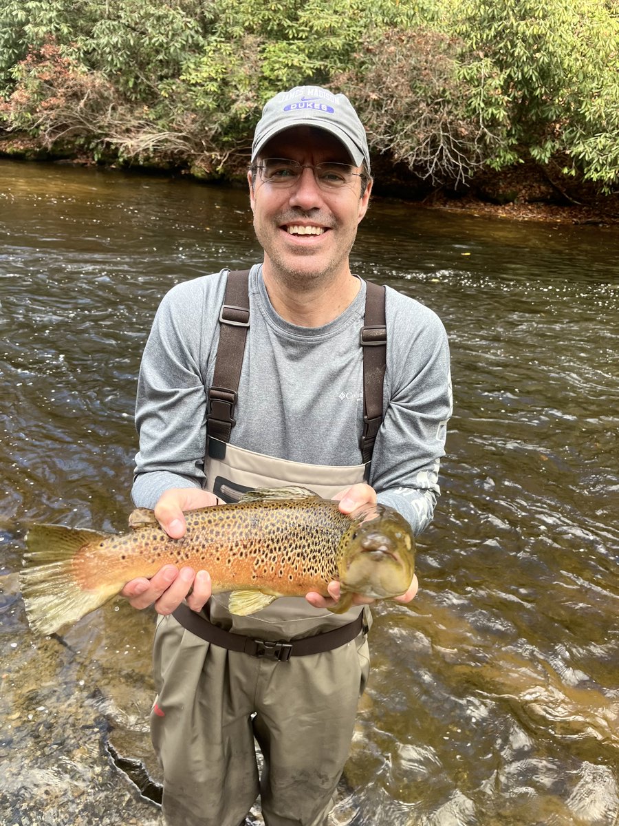 Only a beautiful brown trout can make you smile that big! 🎣🍁 #flyfishing #ncmountains