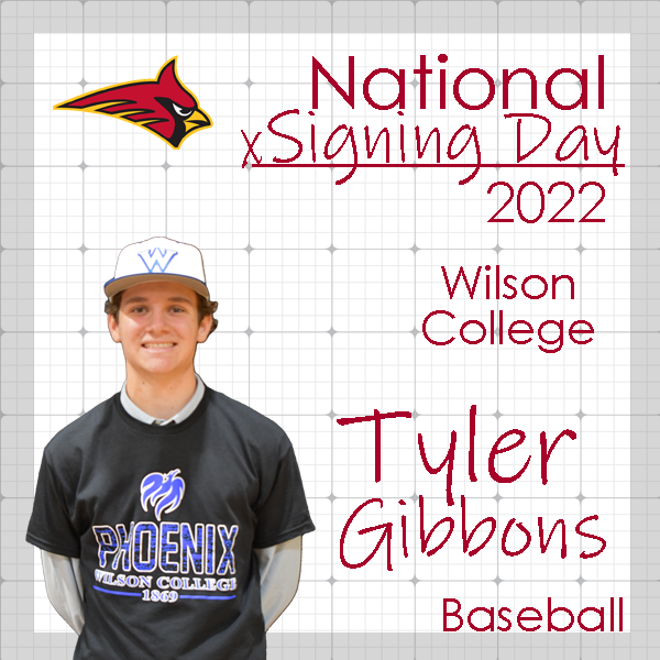 Congrats to Tyler Gibbons ’23 for signing with <a href="/WCphoenixbball/">Wilson College Baseball</a> #nationalsigningday
