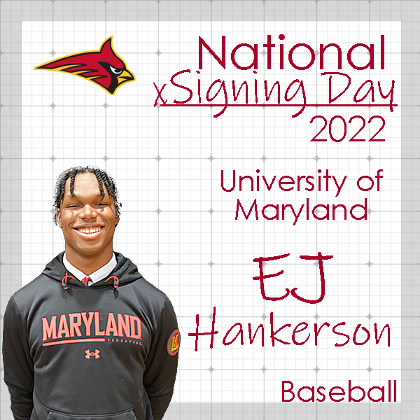 Congrats to EJ Hankerson ‘23 for signing with <a href="/TerpsBaseball/">Maryland Baseball</a> #nationalsigningday