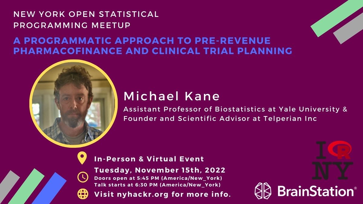 👏 We are back IN-PERSON (yes that means we will have PIZZA!) & virtually online for this month's meetup happening on Tuesday, November 15 at 6:30 PM w/ Michael Kane (@kaneplusplus)! 🎫 RSVP at nyhackr.org Thank you to @BrainStation for hosting us! #rstats
