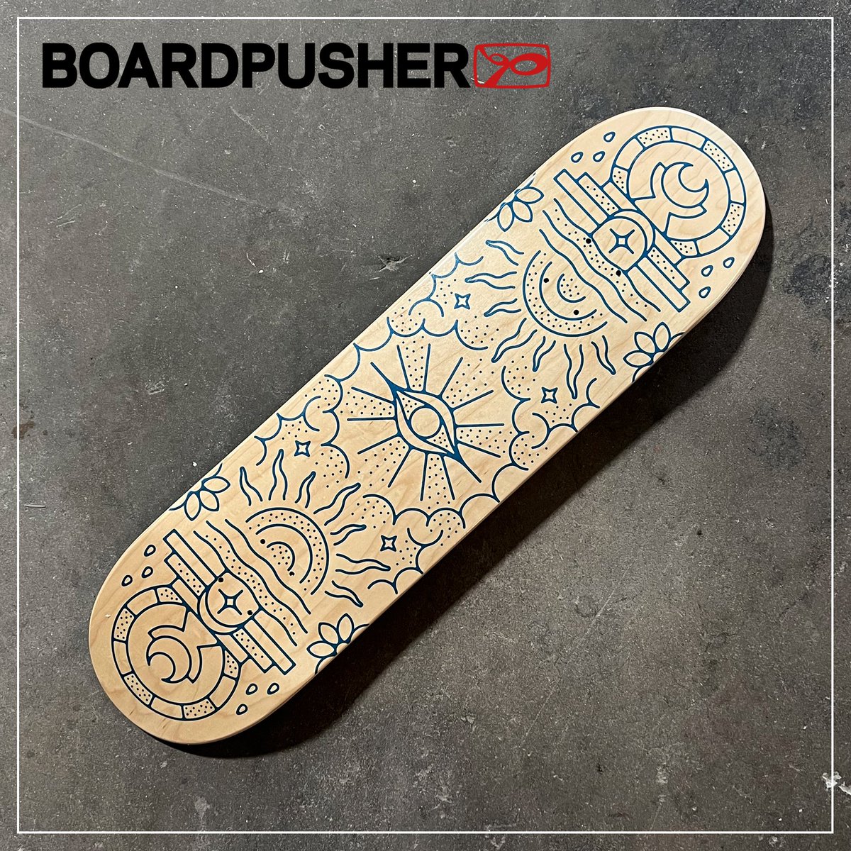 BoardPusher's tweet photo. Eye-Shine, a #FeaturedDeck created by @NienowAdam  using the Natural base in the https://t.co/eOBSHzK11p deck designer. 
#skateboardgraphics https://t.co/Ee4NH0kx8S