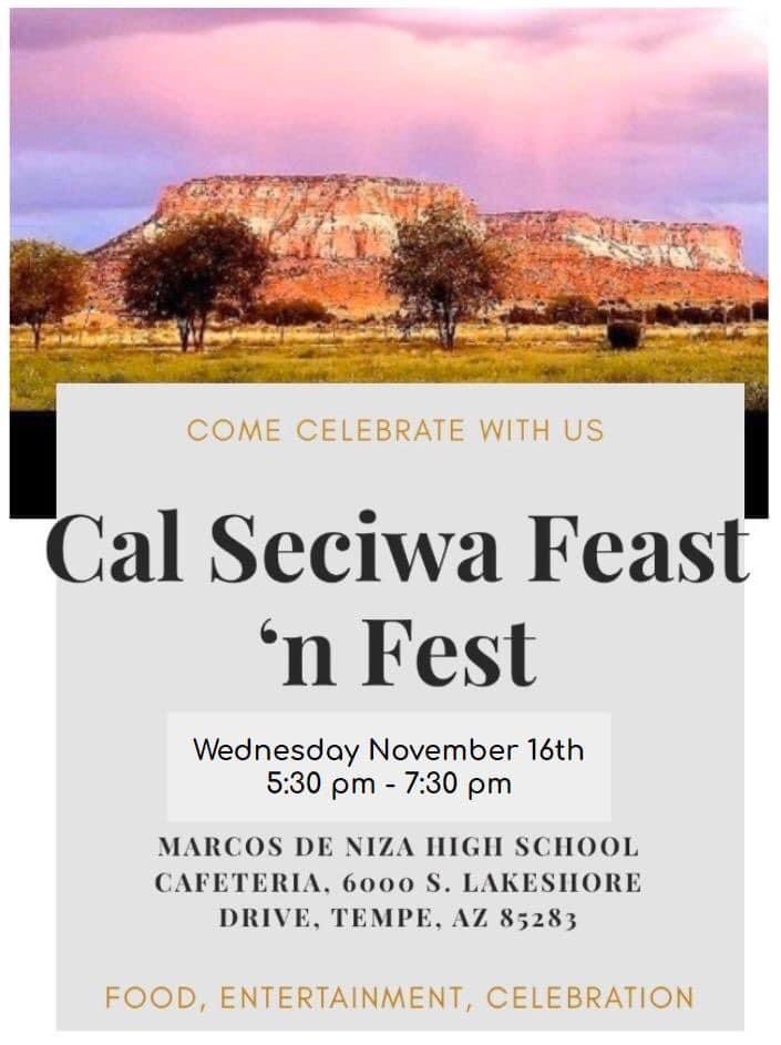 ASUTurningPoint's tweet photo. Mark your π
for the annual Cal Seciwa Feast βN Fest, a signature #NativeSunDevil #NAHM event where Native staff and faculty bring food for students. ππ± Hosted by @asu_oaii. @ASU https://t.co/4lLCQD2ceh
