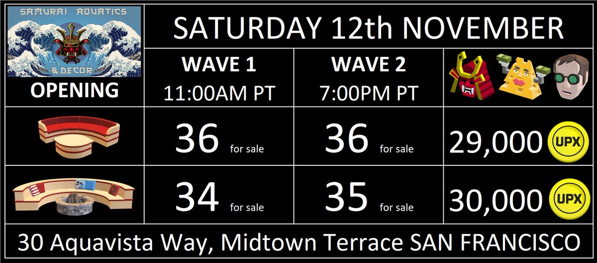 ben68smh's tweet image. Retweets🙏This weekend the biggest #UGC Outdoor Decor sales event in @Uplandme #WEB3 #Metaverse drops! Stop mucking about and get yourself in the Samurai Aquatics &amp;amp; Decor Discord server lickety-split, so you are fully prepared for the big OPENING SALES! discord.gg/dGyZqvaQCH