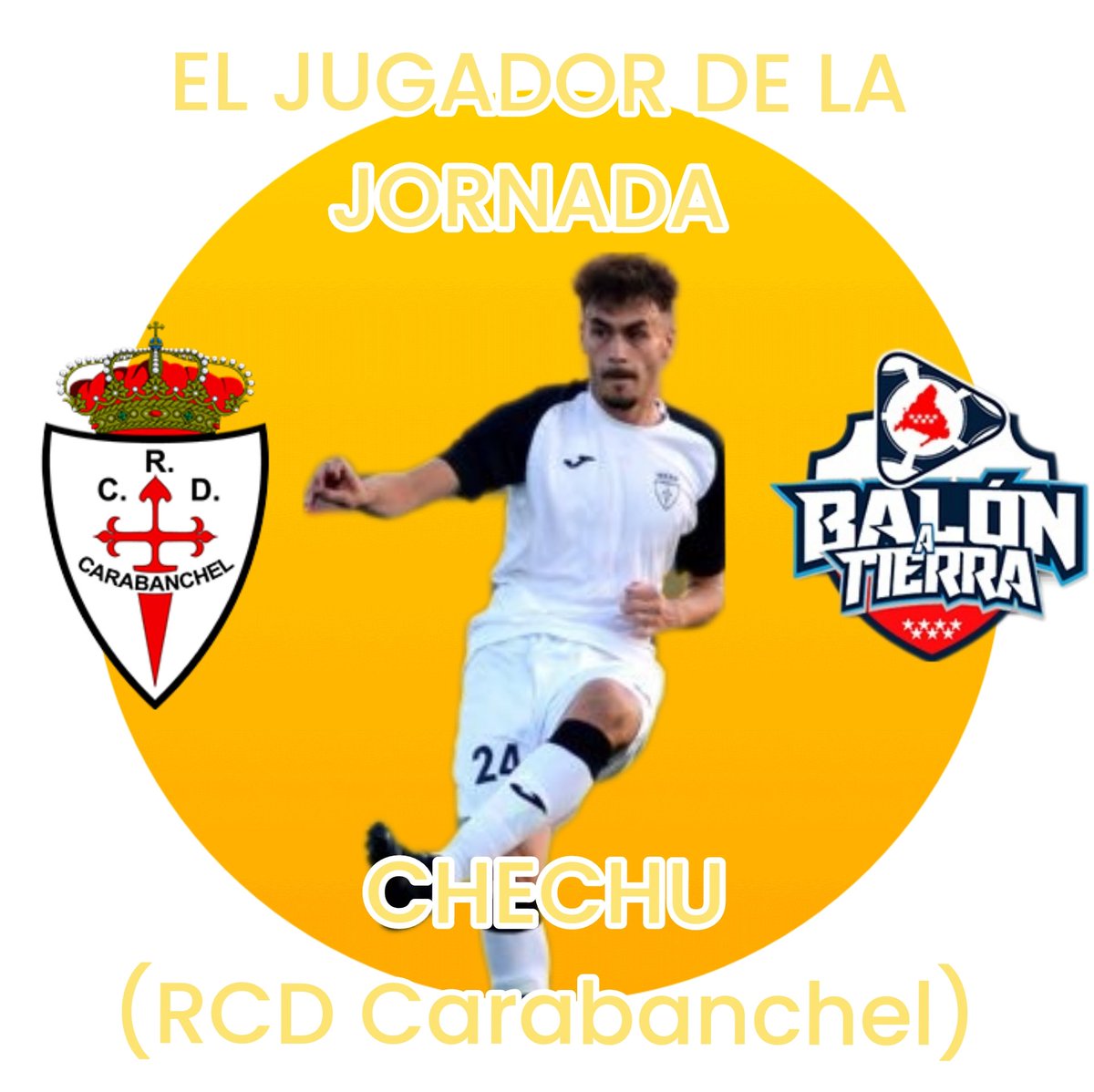 Balon_Tierra's tweet photo. Como cada Miércoles y gracias a vuestros votos llega EL JUGADOR BAT DE LA JORNADA:

@chechuu_78 del @rcdcarabanchel es el elegido de esta última jornada de liga.

ENHORABUENA 🎉

#ElJugadorBatDeLaJornada https://t.co/KYCbE6tAWu