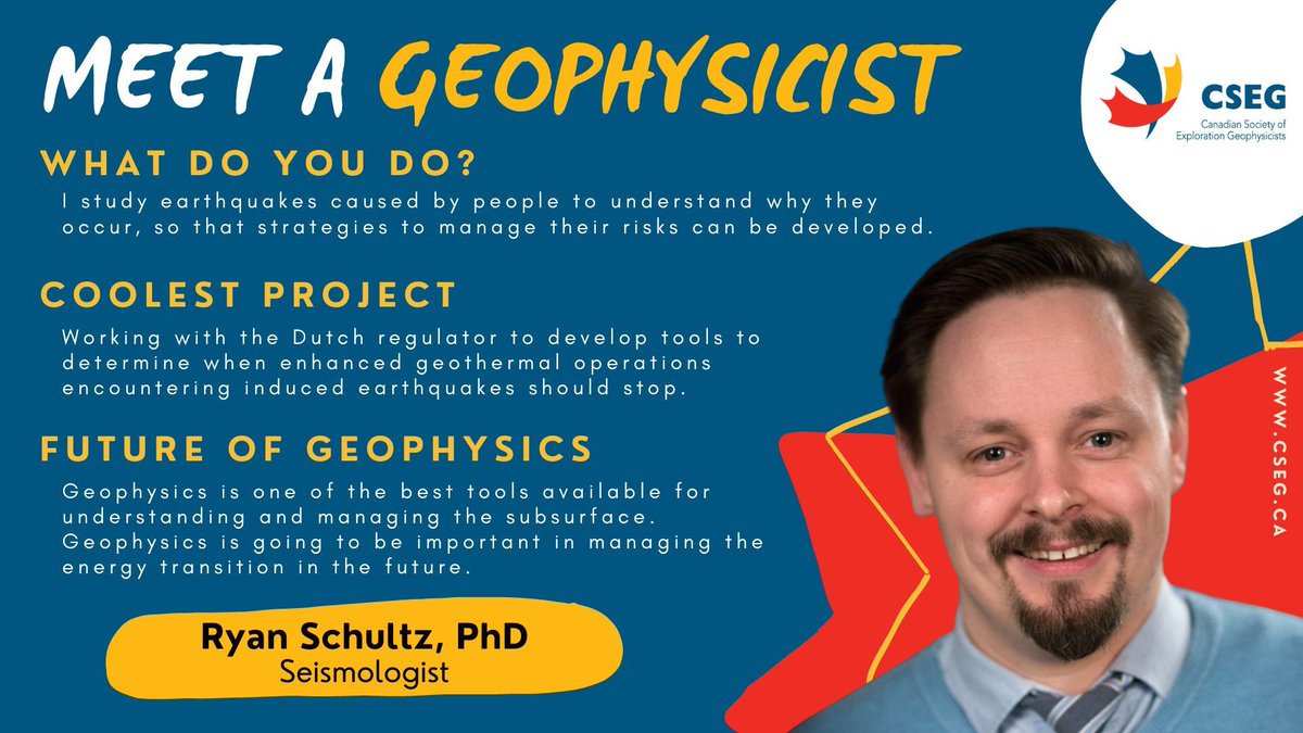 csegonline's tweet photo. Every Wednesday, we'll be profiling #geophysicists from the smart and talented pool of geo scientists we all work and connect with.
First out of the gates, meet Ryan Schultz who shared what he does and memorable projects. 

Want to be featured? Email communications@cseg.ca https://t.co/7PsVDPluaI