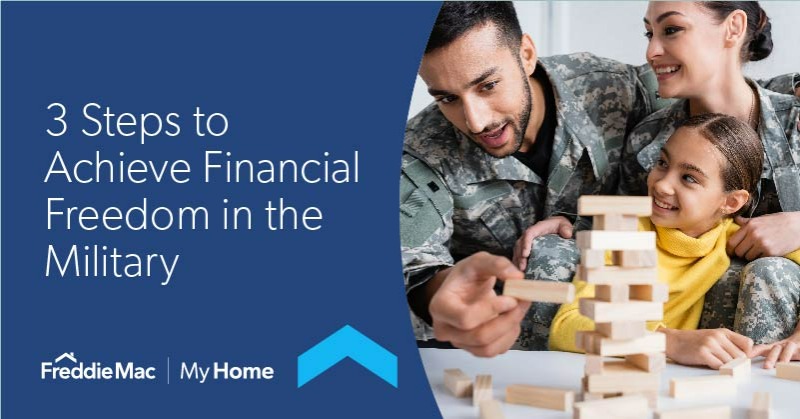 FreddieMac's tweet photo. #Veterans and #ActiveService members can establish, grow and protect their financial livelihoods for the long term — even with frequent relocations, #deployments or other uncertainties. Here are 3 key steps to building financial stability in the #military.