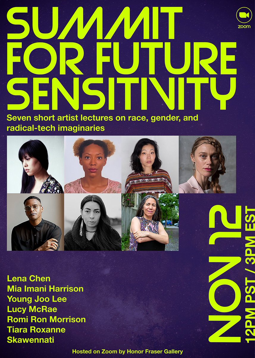 Honor Fraser Gallery (@honor_fraser) on Twitter photo The Summit for Future Sensitivity brings together 7 leading artists in the field of art & tech to present short lectures on creative research and radical-tech imaginaries as part of gallery programming for FUTURE SENSITIVE by <a href="/lucy_mcrae/">Lucy McRae</a>
Register for the virtual event in our bio The Summit for Future Sensitivity brings together 7 leading artists in the field of art & tech to present short lectures on creative research and radical-tech imaginaries as part of gallery programming for FUTURE SENSITIVE by <a href="/lucy_mcrae/">Lucy McRae</a>
Register for the virtual event in our bio