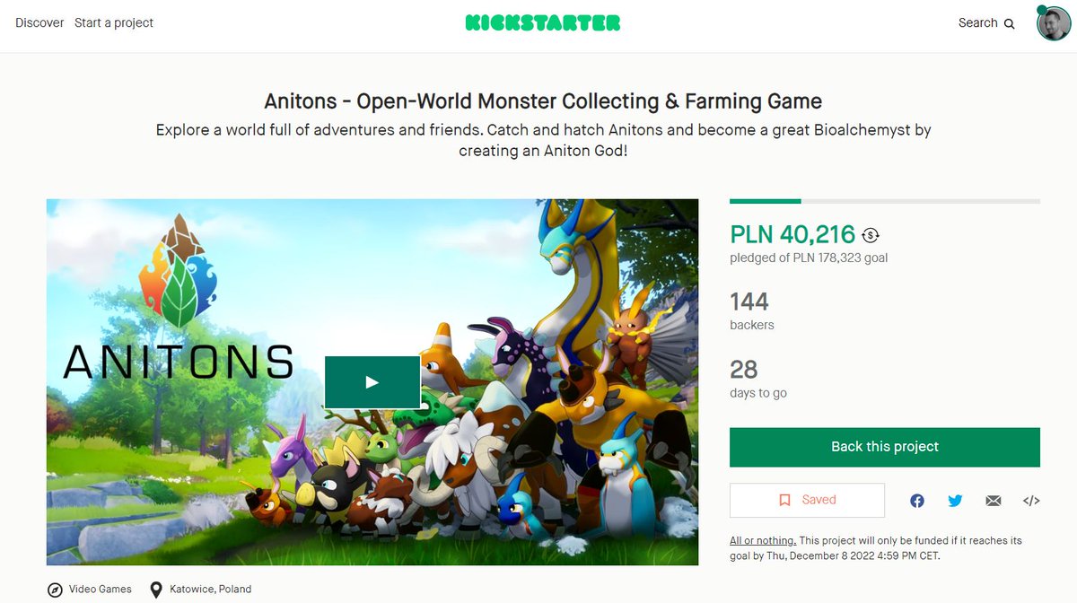 KrolMichal's tweet photo. Wczoraj na #Kickstarter wystartowała zbiórka na grę Anitons od studia @CrazyGoatGames. Cel: 38 000 euro. Już zebrali 22%, a koniec kampanii 8 grudnia.
https://t.co/wBczRSVun0
#polskiegry #Polska #CrazyGoatGames #crowdfunding #Anitons https://t.co/5ut0RUpxHN