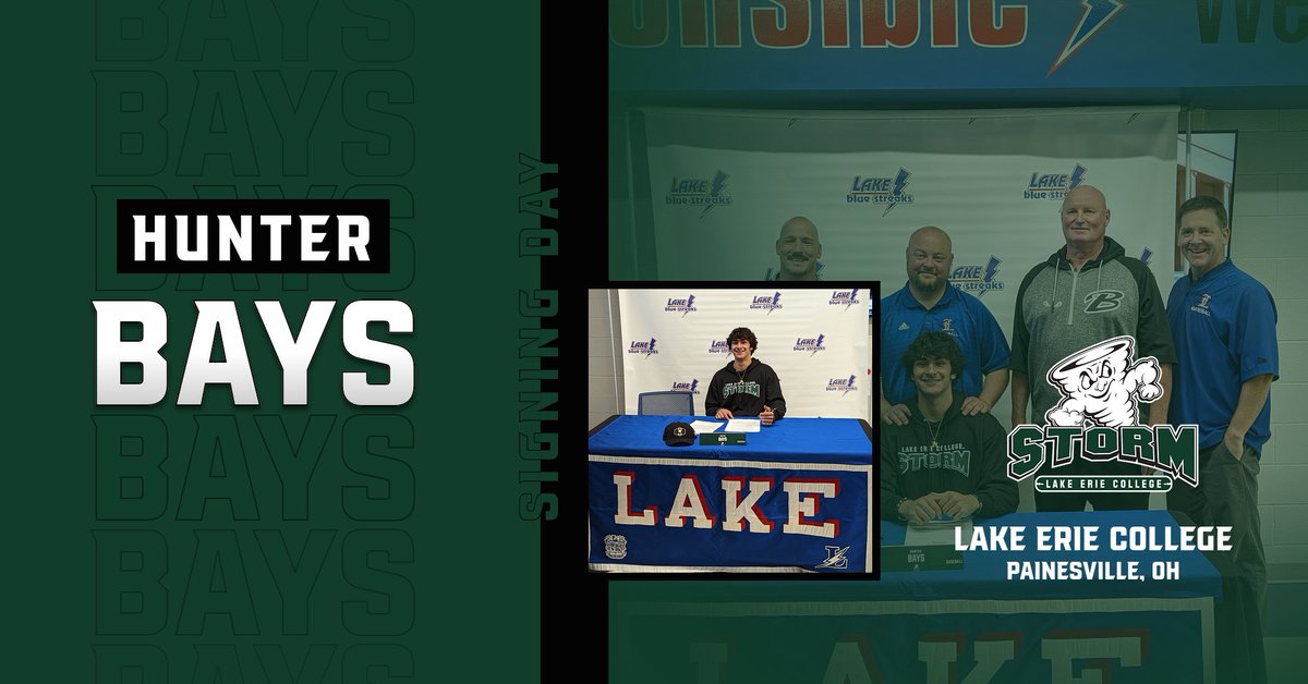 Lake_Athletics's tweet photo. Just Signed: @hunterbays34   puts✒️ to 📄 and commits to studying adolescent education while playing baseball for @lakeeriebase! Congratulations Hunter!

#recruitbluestreaks #NationalSigningDay https://t.co/688HTYRCkX