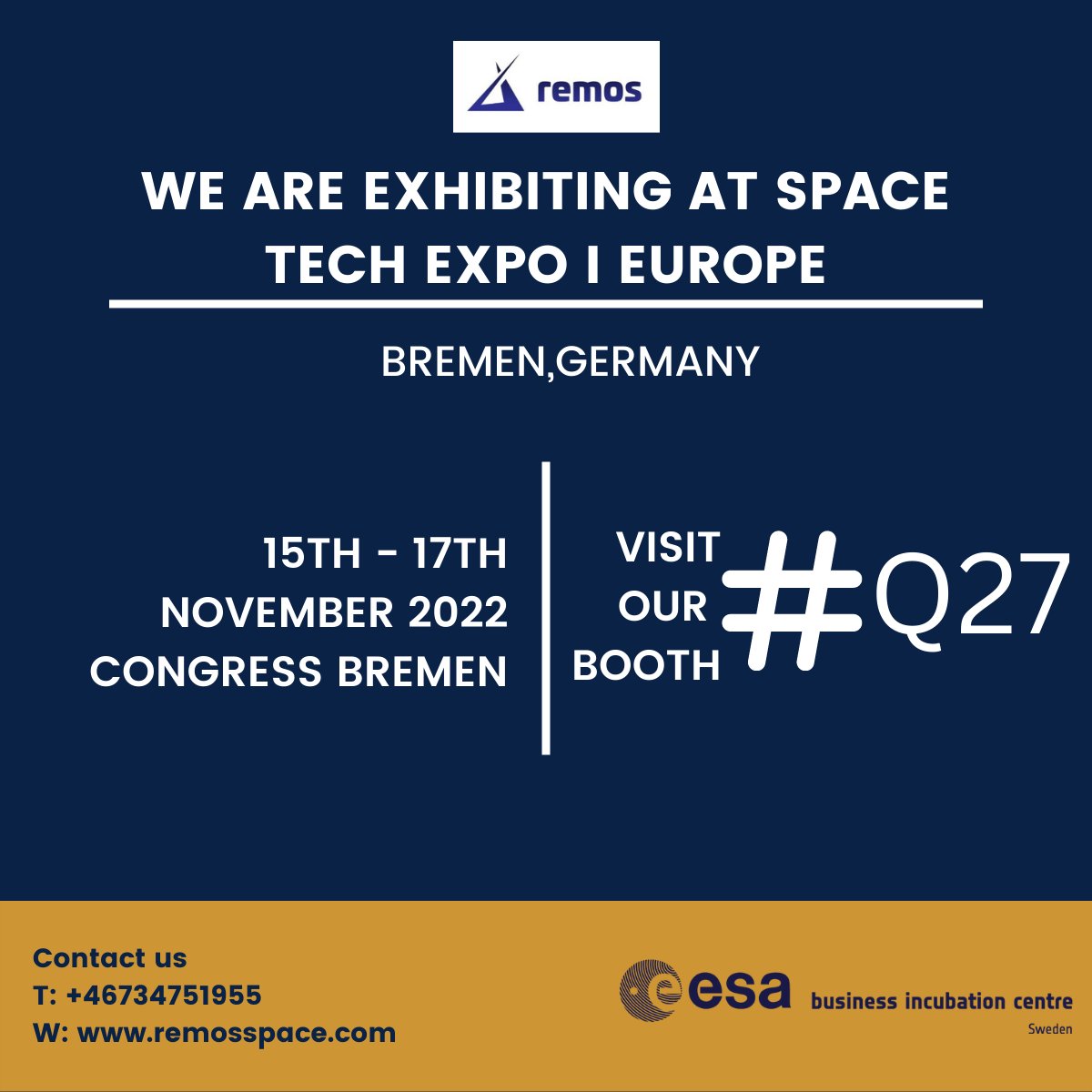 Are you excited to learn more about innovations in ground satellite operations? 
Head out to Space Tech Expo I Europe booth no: Q27 in Bremen, Germany.
We are waiting for you!
#Remos #futurespace #thelinkbetweenearthandspace #innovation #digitaltransformation