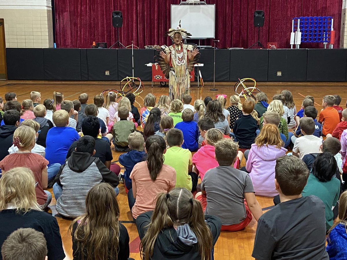 Dennis Rogers came to RCES as part of Native American Heritage month. Students enjoyed a Native Flute song, Hand Drum song, several interpretive dances, and a Hoop Dance this morning.
