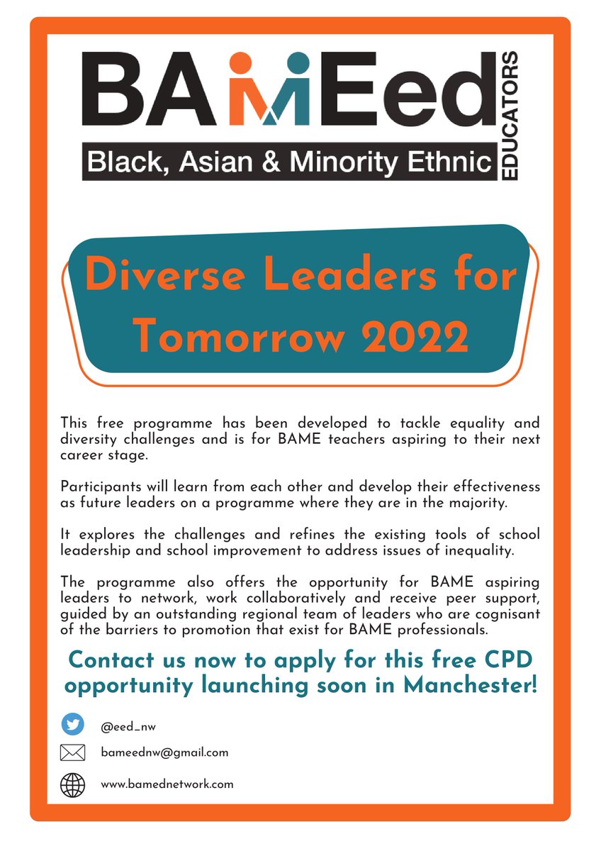 Yesterday we shared our exciting new programme offer, and here's some more information for you.

Apply today, or share with any interested colleagues who aren't on twitter. #CPD #Manchester #BAMEED