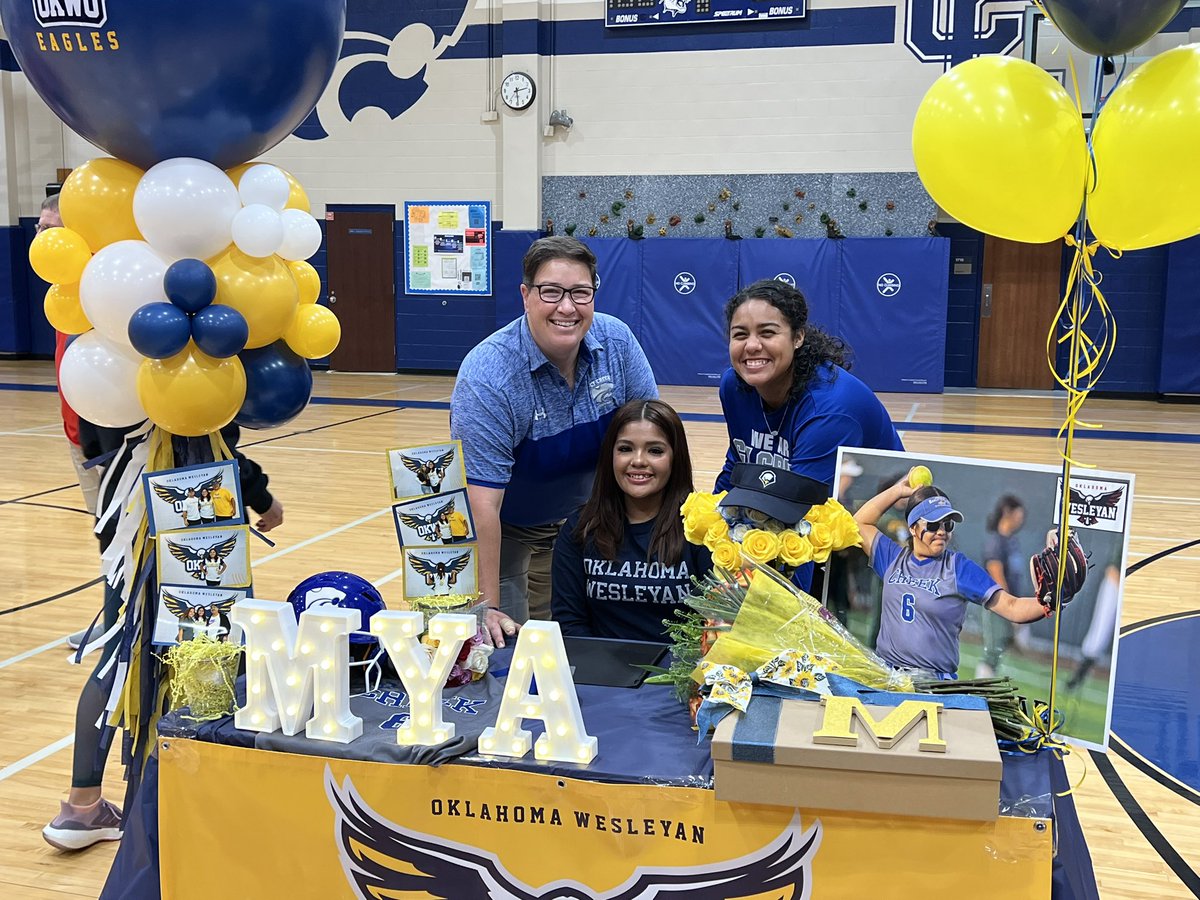 We got our first college signee of the 2023 Season! Mya has officially committed to further her academic and athletic career at Oklahoma Wesleyan University! Way to go Mya!!!  <a href="/CyCreekBooster/">CyCreekBooster</a> #Committed #OKWU