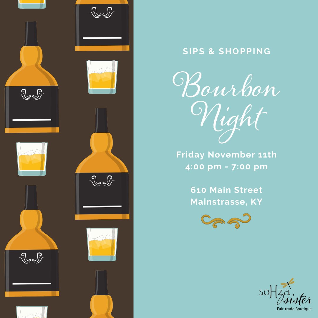soHzasister (@sohzasister) on Twitter photo Two great events happening.
Bourbon is taking over for our weekly Sips & Shopping. Come enjoy Bourbon on us, while you knock out some Christmas shopping.
Join our facebook live to chat with artist <a href="/marybarrrhodes/">Mary Barr Rhodes</a> and preview her upcoming show at the store.
#sohzasister Two great events happening.
Bourbon is taking over for our weekly Sips & Shopping. Come enjoy Bourbon on us, while you knock out some Christmas shopping.
Join our facebook live to chat with artist <a href="/marybarrrhodes/">Mary Barr Rhodes</a> and preview her upcoming show at the store.
#sohzasister
