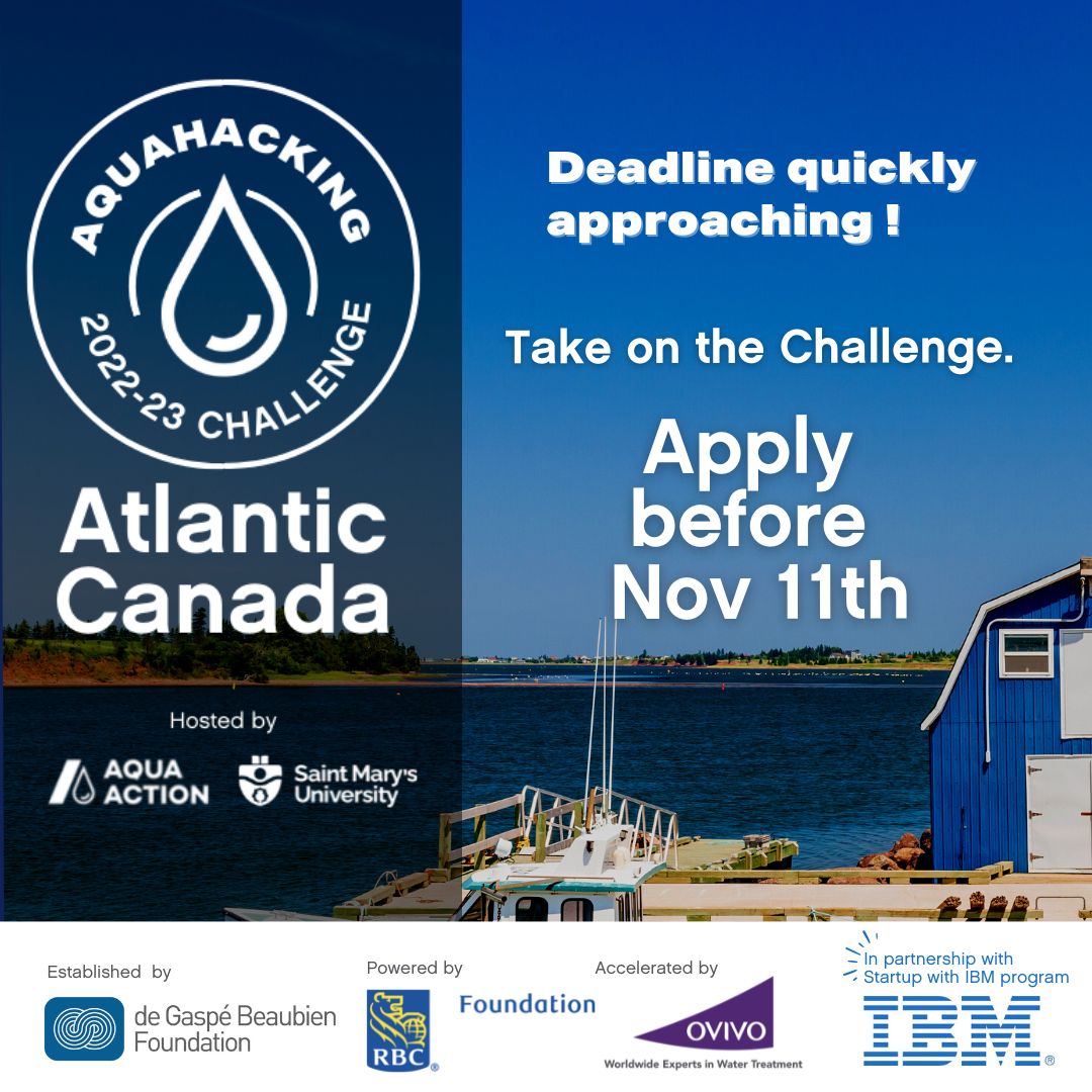 T minus 2 days to register for the AquaHacking Atlantic Canada Challenge!   bit.ly/Atlantic22-23 

 <a href="/smuhalifax/">Saint Mary’s University</a> <a href="/atlwaternetwork/">Atlantic Water Network</a>  <a href="/ACAPSaintJohn/">ACAP Saint John</a> <a href="/coastalaction/">Coastal Action</a> <a href="/ECW_ngo/">ECW</a> <a href="/CleanFoundation/">Clean Foundation</a> <a href="/nsgov/">Nova Scotia Gov.</a>