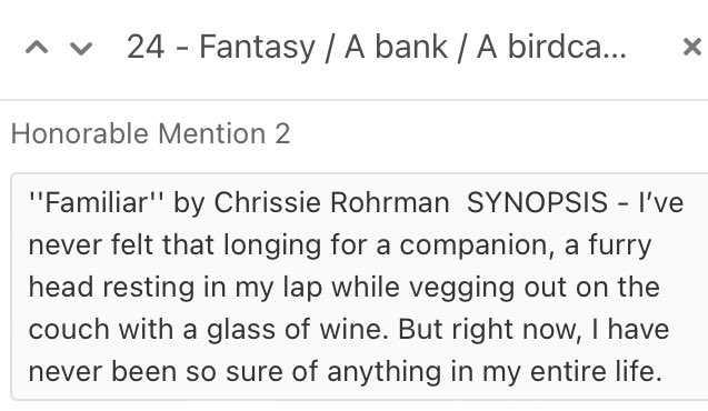 ChrissieRawrman's tweet image. I will happily take this HM. I wrote the story in 6 hours at the end of a bachelorette weekend. Good luck in the finals, all! #FlashFictionChallenge2022