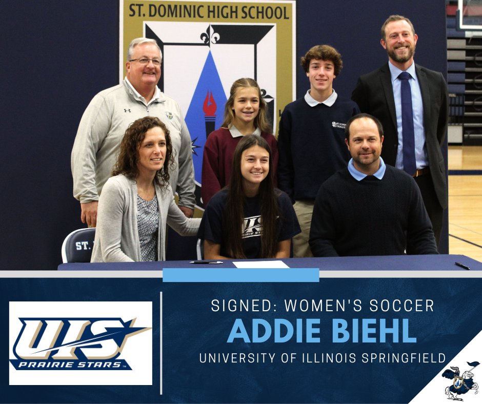 StDominicHS's tweet image. Congratulations to our 11 #StDominic2023 student-athletes who participated in National Signing Day! 

• Colin Aubuchon | Golf @CUNEathletics 
• Addie Biehl | Soccer  @UISAthletics 
• Ella Bland | Volleyball  @websteru 
• Abby Danchus | Softball  @TrumanState 

(1/3)