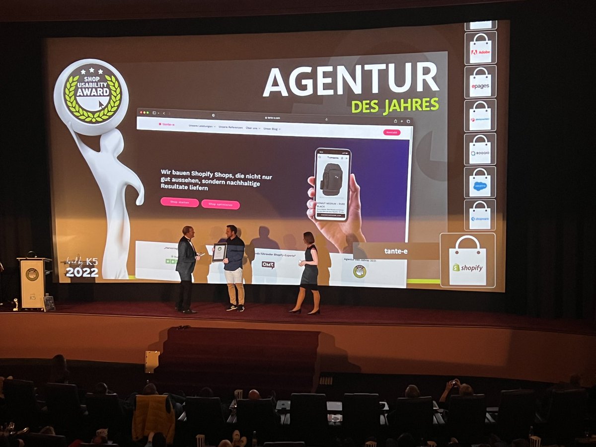 Und der Award für die beste Agentur des Jahres 2021 und 2022 geht an Tante-e! Glückwunsch #tantee . #sua #k5 #ecommerce #Usability #shopusabiltyaward