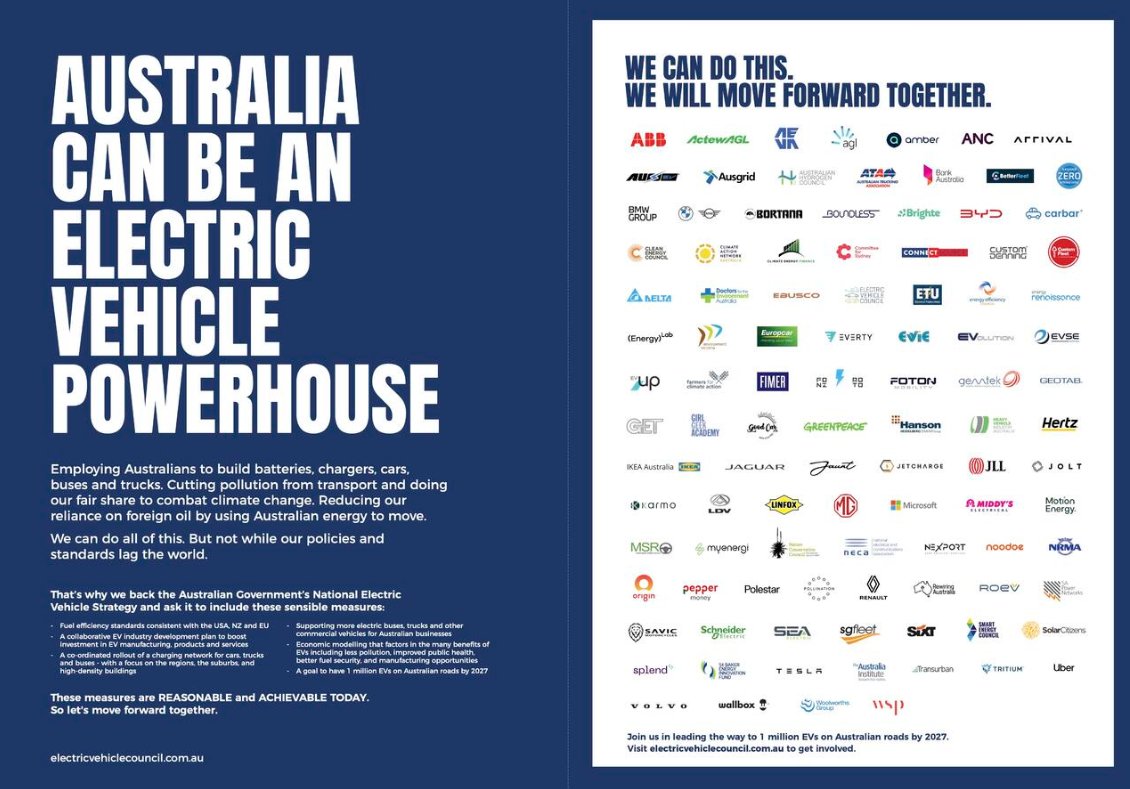 EVenergi's tweet photo. We are proud to join the more than 100 organisations in support of the Australian Governments development of a National Electric Vehicle Strategy

The mission is clear: 1 million EV's in Australia by 2027
 
You can read more by clicking on the link below

https://t.co/UtjOmDBVha https://t.co/O2QsLUpqcK