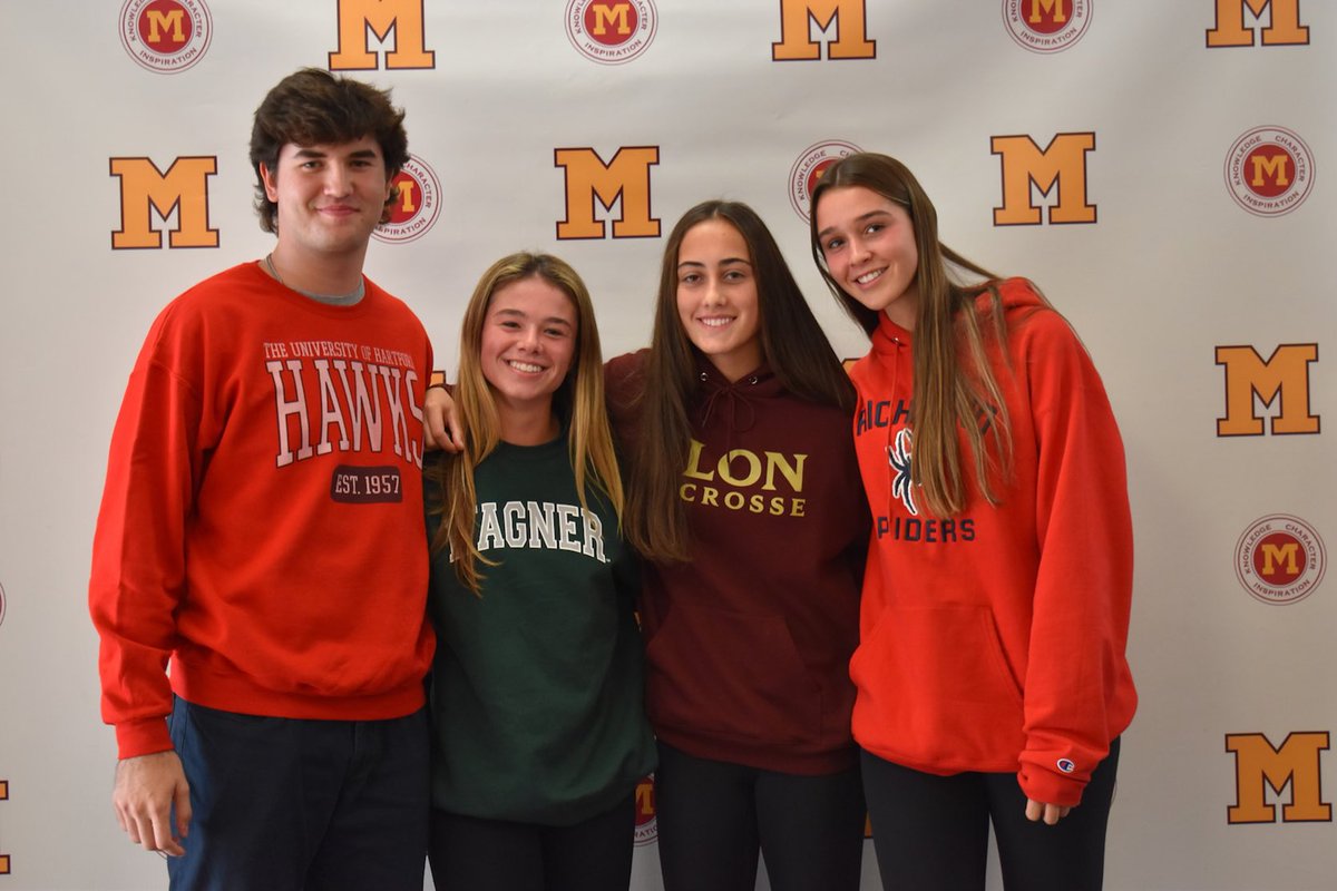 DodgerAthletics's tweet photo. Congratulations to Madison High School’s four Division I signees who signed their letters of intent today! Tyler Shannon - Baseball (Hartford) ; Rileigh Baggett - Lacrosse (Wagner) ; Gwen Eilender - Lacrosse (Elon) ; Alex Reigle - Soccer (Richmond) #DodgerProud https://t.co/JcxDh4qH0y