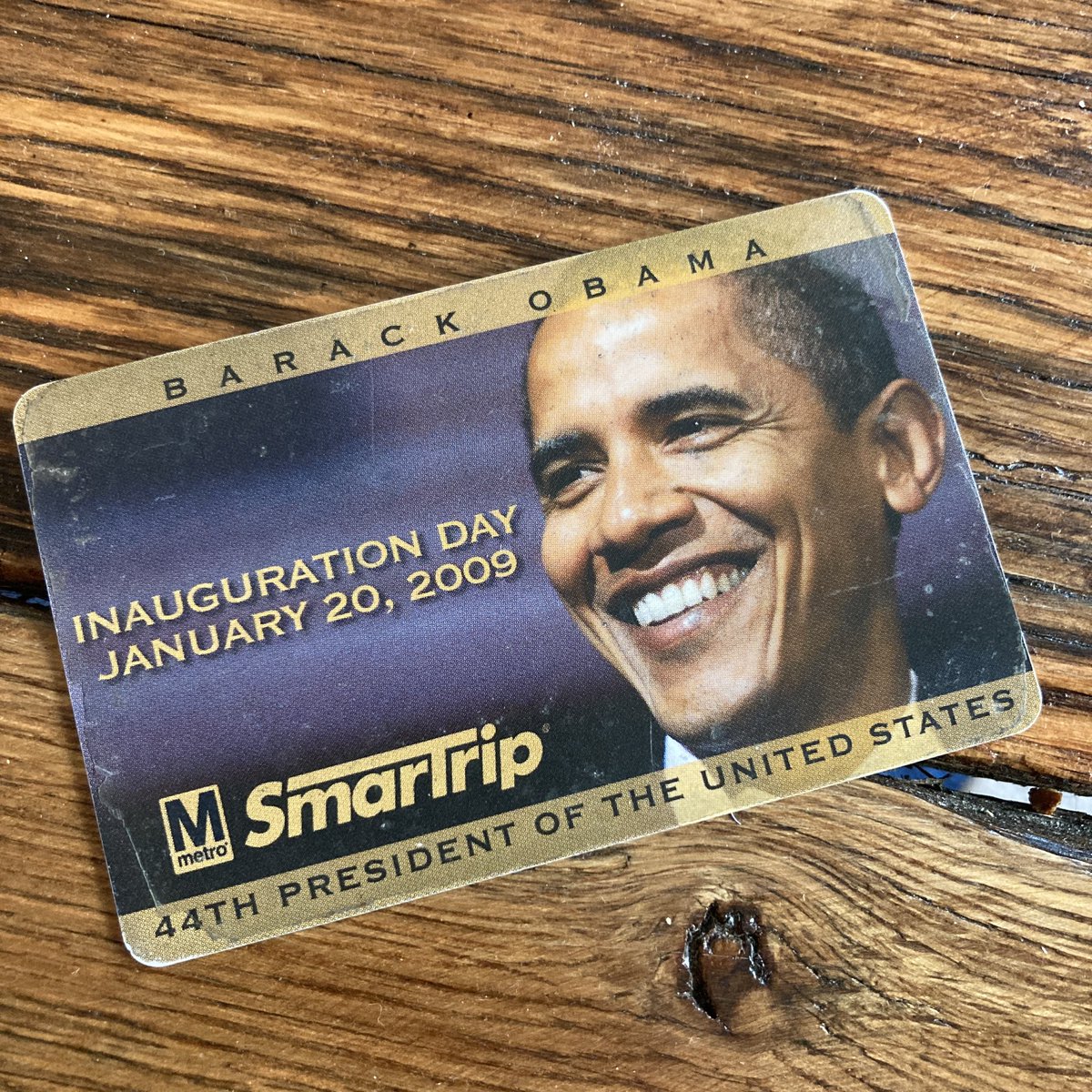 JAlves6's tweet photo. As an AU freshman, I woke up at 3AM to catch the second special train from Tenleytown (the first was overflowing and the second was too!) to witness Obamaโs first inauguration. All smiles despite the crowds. As a bonus I got my first SmartTrip on the way. #YourMetroMemory @wmata https://t.co/3NCXU1rxdE