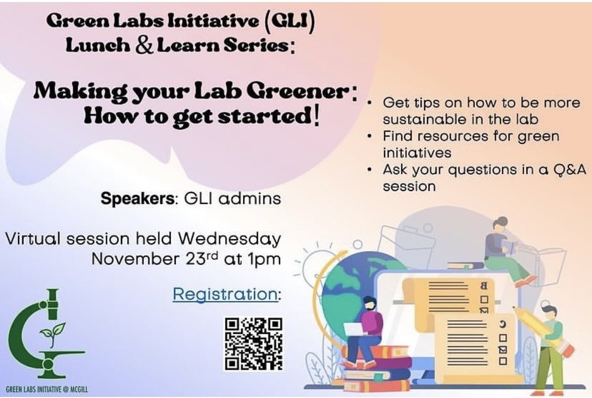 gcss_gci's tweet photo. Check out our new Green Lab Initiative (GCI) lunch and learn series! 🌱 https://t.co/rJOv9oEiG6