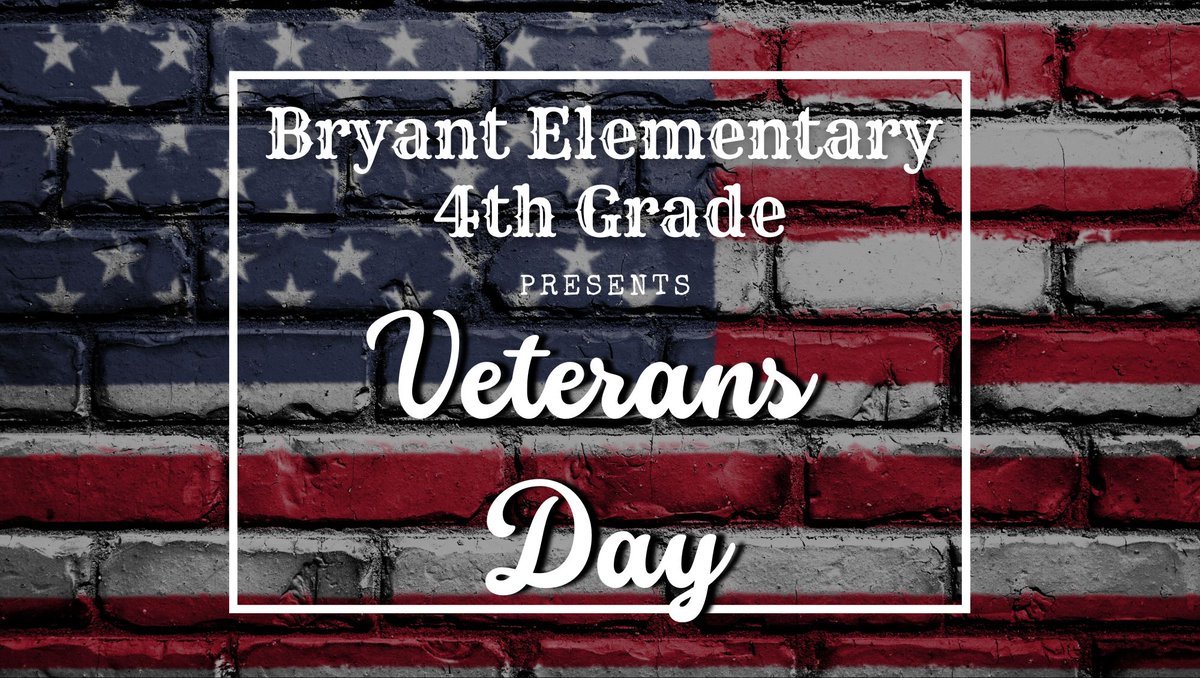 Tomorrow evening, the Bryant Elementary 4th Grade will be honoring our Veterans with a musical tribute at 6 p.m. in the Bryant Gym.  We hope to see everyone there for what is sure to be a heart felt performance!  #BengalPride #MusicEducation #WeLoveOurVets #BringYourTissues