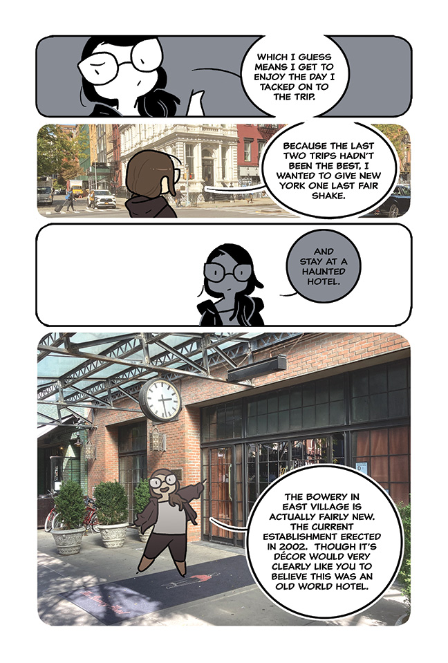 Trying something different with my journal comics.
Also New York.
Also ghosts.
1/3 