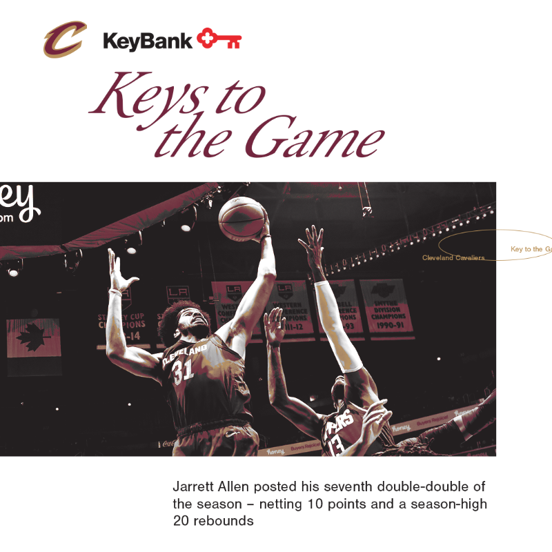 cavs's tweet photo. #FROHIO has grabbed double-digit boards in eight of his 10 outings.
@keybank | #LetEmKnow